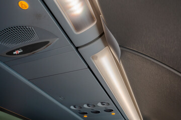 Fototapeta premium The interior of an airplane.