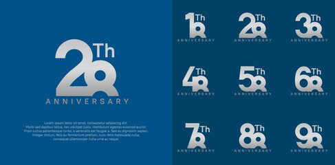 anniversary logotype vector design set silver color can be use for celebration day