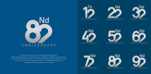 anniversary logotype vector design set silver color can be use for celebration day