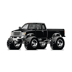 Black monstur truck on white background illustration 