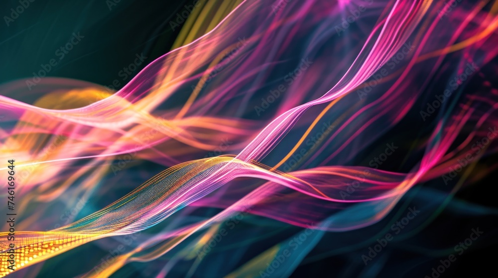 Poster abstract background with waves of lines, waves of dots and lines. abstract background. network conne