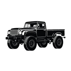 Black monstur truck on white background illustration 