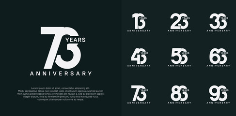 anniversary logotype vector set with white color for special celebration day