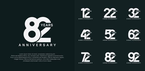 anniversary logotype vector set with white color for special celebration day