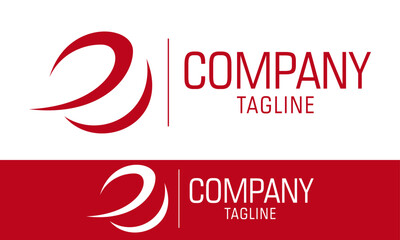 Red Color Unique Simple Abstract Line Idea Logo Design