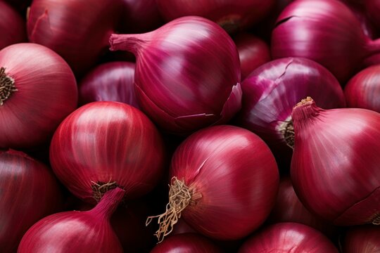 Tangy Red onions. Food harvest plant. Generate Ai