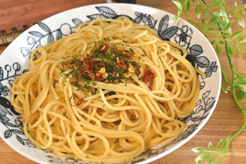 ペペロンチーノのパスタ