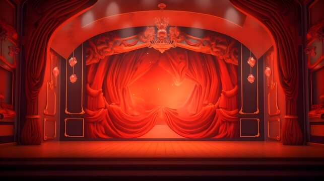 Theater Curtain Red Theatre Background With And Lights