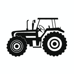 Black tractor on white background silhouette vector