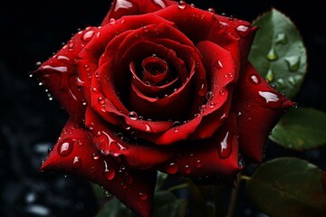 Vibrant Red rose unreal. Time plant. Generate Ai