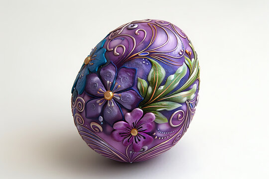 Hand painted Easter egg with colorful flower