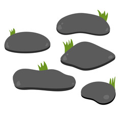 Stone Path with Grass Element Decoration Vector 