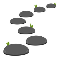 Stone Path with Grass Element Decoration Vector 