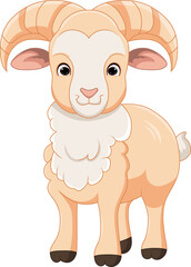 Cute goat cartoon on white background
