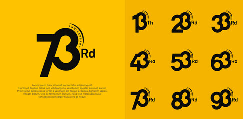 anniversary logotype vector set, black color can be use for special day celebration