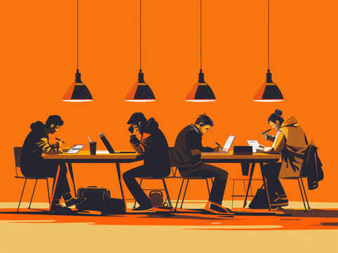 Creative Individuals Crafting Rules on Desk - Flat Style Vector Illustration