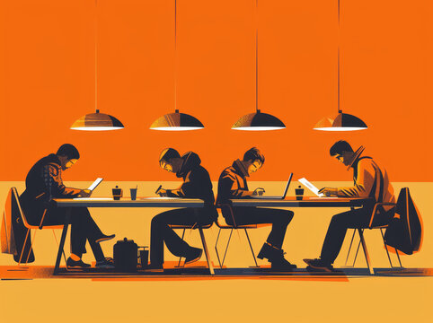 Creative Individuals Crafting Rules on Desk - Flat Style Vector Illustration