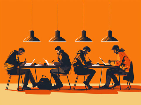 Creative Individuals Crafting Rules on Desk - Flat Style Vector Illustration