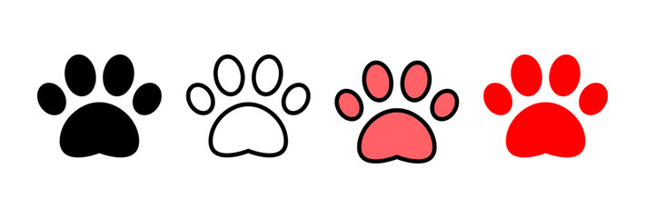Paw icon vector illustration. paw print sign and symbol. dog or cat paw