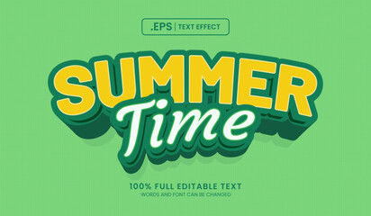 Naklejka premium Design editable text effect, summer time 3d concept