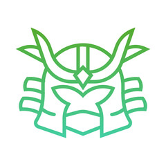 Samurai Helmet Medieval Gradient Linear Style