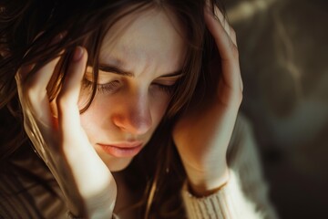 Obraz premium Young woman experiencing a headache