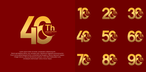 anniversary vector set with gold color can be use for special day celebration