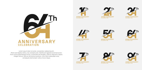 anniversary logotype vector set with black and brown color and slash for celebration day