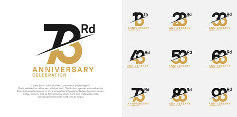 anniversary logotype vector set with black and brown color and slash for celebration day