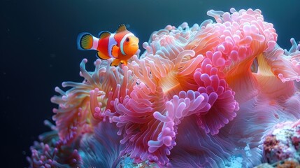 beautiful anemone fish on the coral