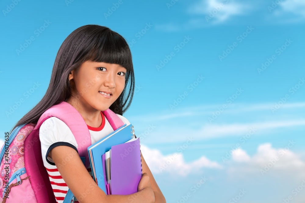 Sticker Portrait happy student girl posing