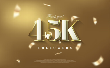 Thank you 45k followers background, shiny luxury gold design.