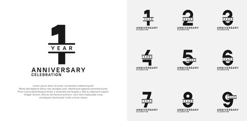 anniversary logotype vector set with black color for special celebration