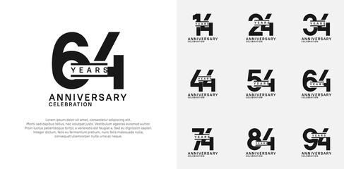 anniversary logotype vector set with black color for special celebration