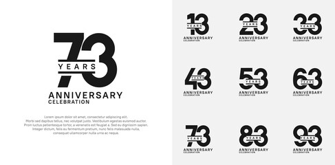 anniversary logotype vector set with black color for special celebration