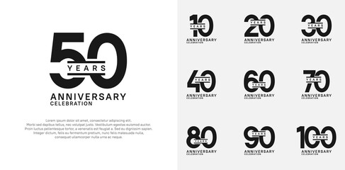anniversary logotype vector set with black color for special celebration