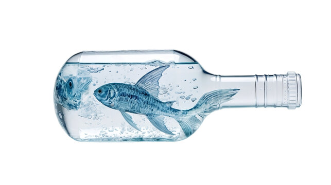 Refreshing bottle of water with fish imagery