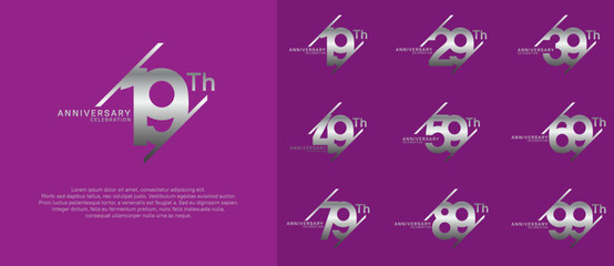 anniversary logotype vector set with silver color can be use for celebration purpose