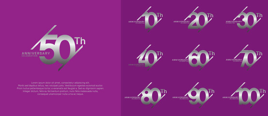 anniversary logotype vector set with silver color can be use for celebration purpose