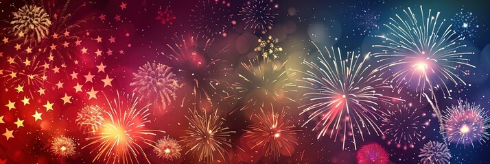 Independence Day fireworks for fourth of july holiday celebration - obrazy, fototapety, plakaty