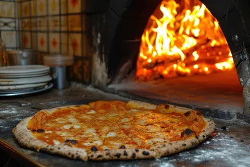 Foto op Plexiglas Pizza concept. Preparing traditional italian pizza. © Vasiliy