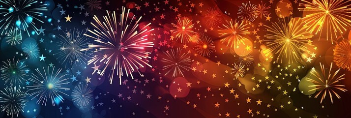 Independence Day fireworks for fourth of july holiday celebration - obrazy, fototapety, plakaty