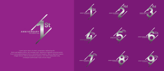anniversary logotype vector set with silver color can be use for celebration purpose