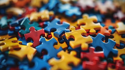Autism spectrum concept with colorful puzzle pieces for neurodiversity  - Powered by Adobe