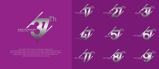 anniversary logotype vector set with silver color can be use for celebration purpose