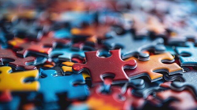 Autism spectrum concept with colorful puzzle pieces for neurodiversity 