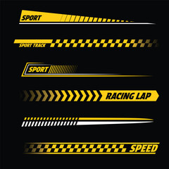 Yellow and white sport decals set