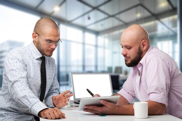 Fototapeta premium Documents, meeting business people in office