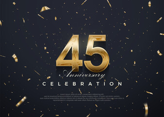 45th anniversary celebration, vector 3d design with luxury and shiny gold. Premium vector background for greeting and celebration.