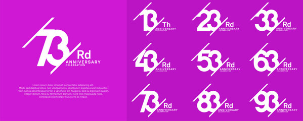 anniversary vector set with white color and slash for celebration purpose